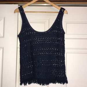 Navy Blue Crochet Tank